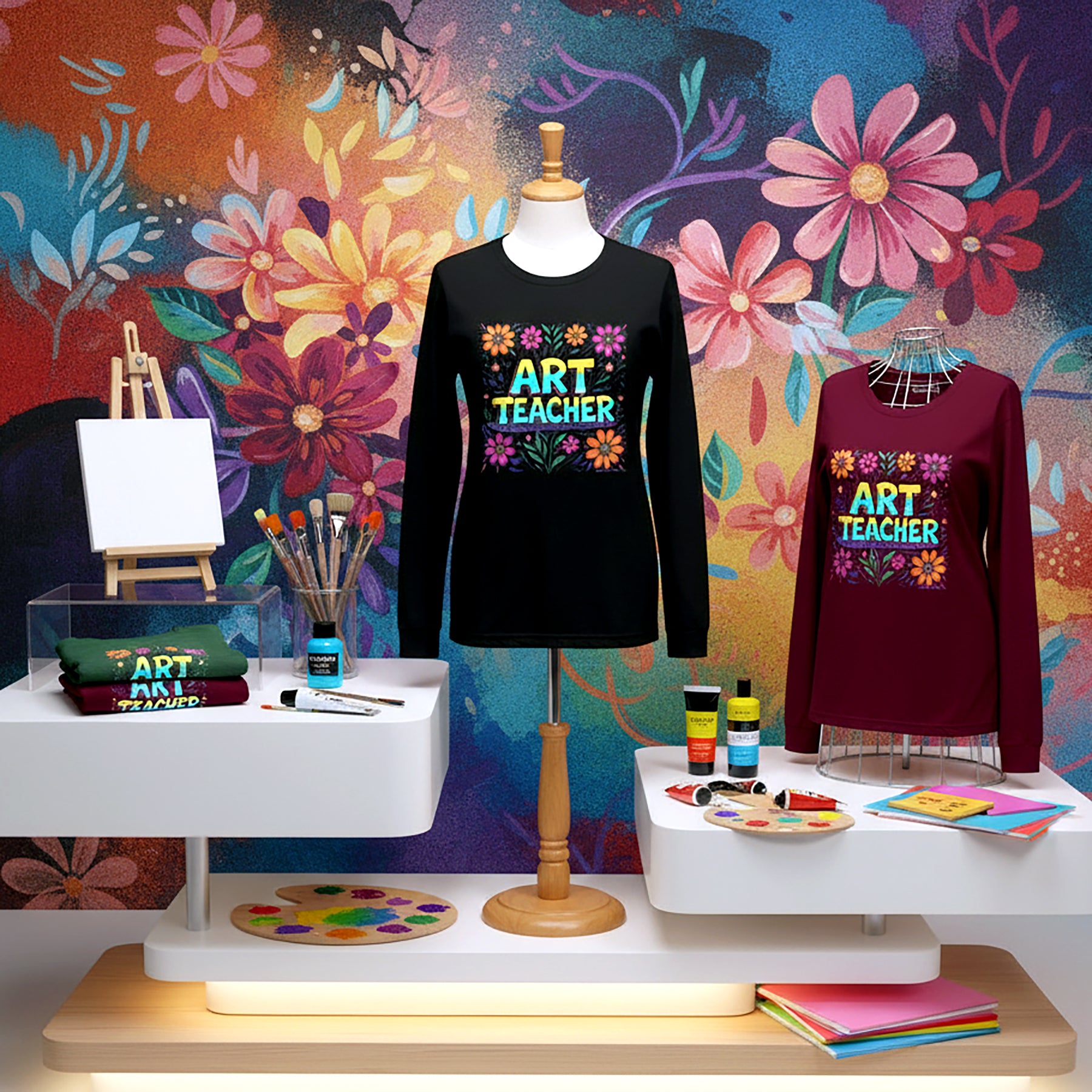 Art Teacher | Floral Unisex Long Sleeve Tee | Gift for Art Educators