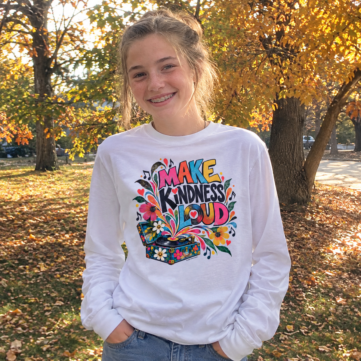 Make Kindness Loud | Youth Music-Inspired Long Sleeve Tee