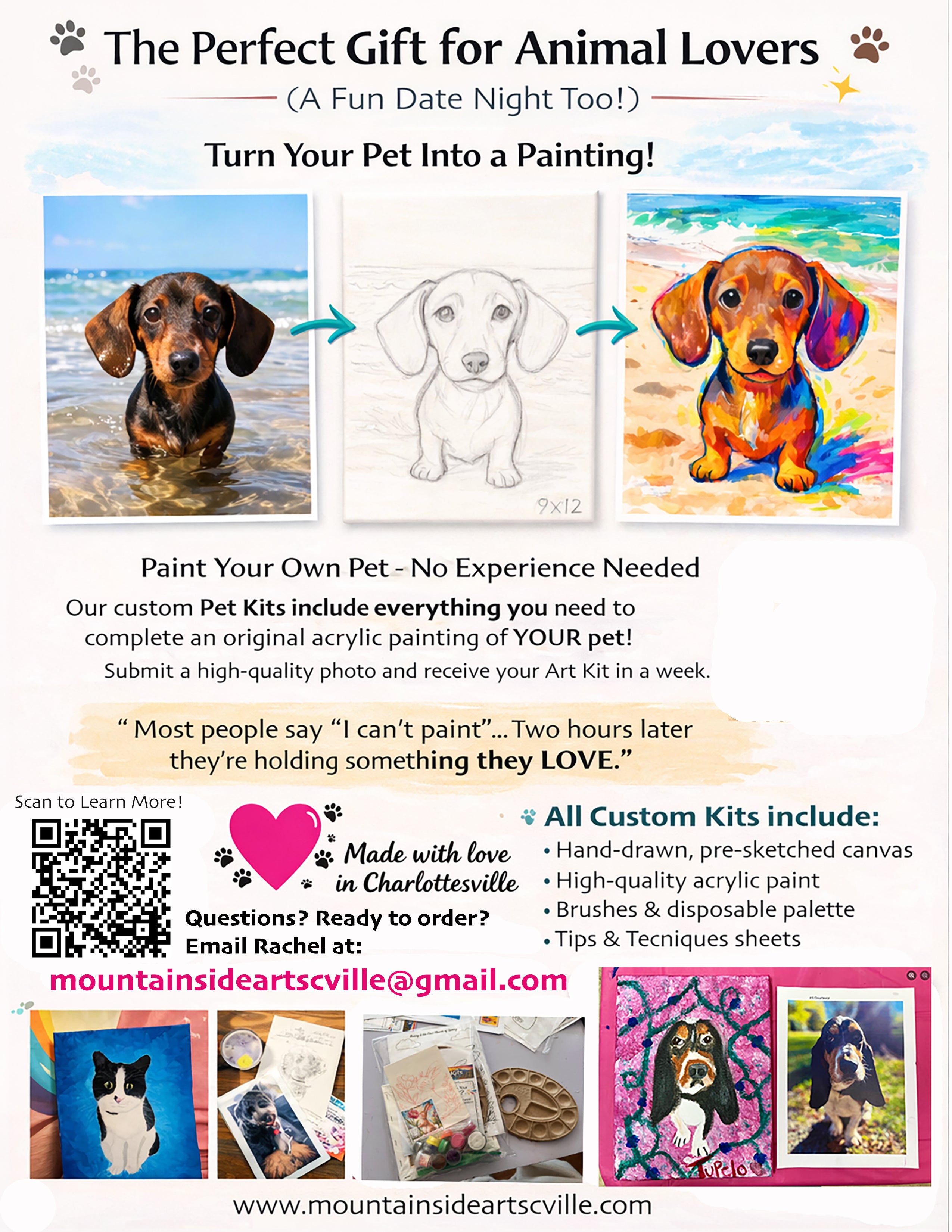Custom Pet Portrait Painting Kit | Paint Your Own Pet | Personalized Art Kit | Gift for Animal Lovers