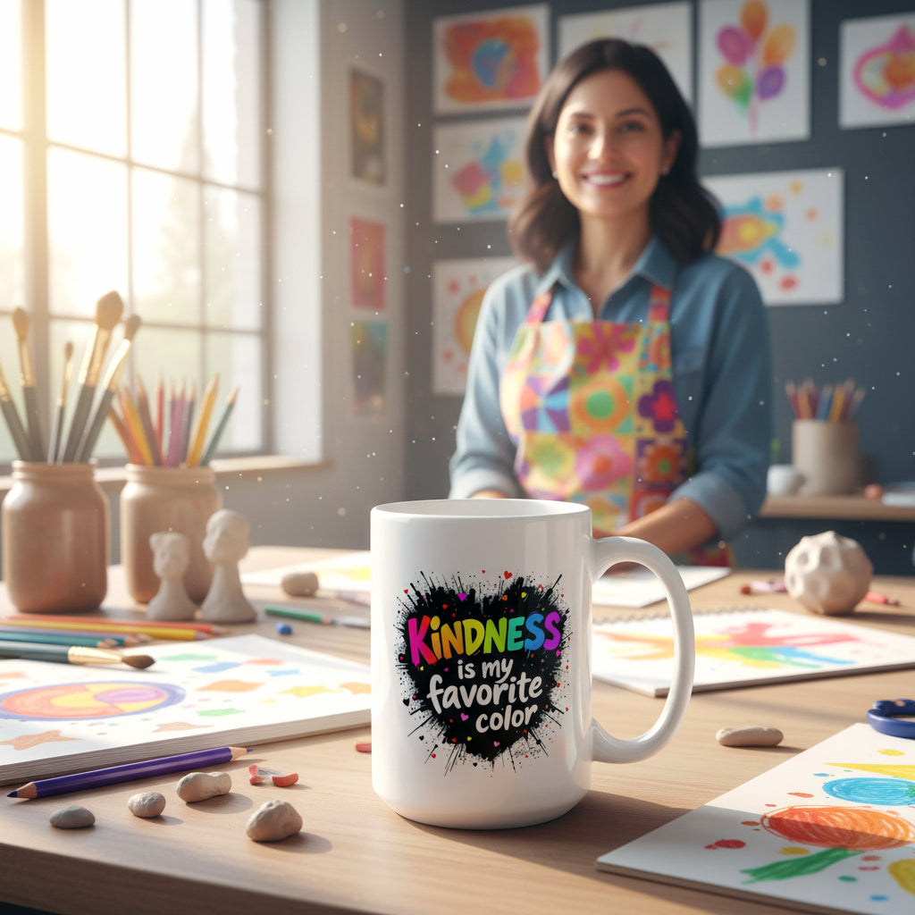 'Kindness is my Favorite Color' Ceramic Coffee Mug for Artists