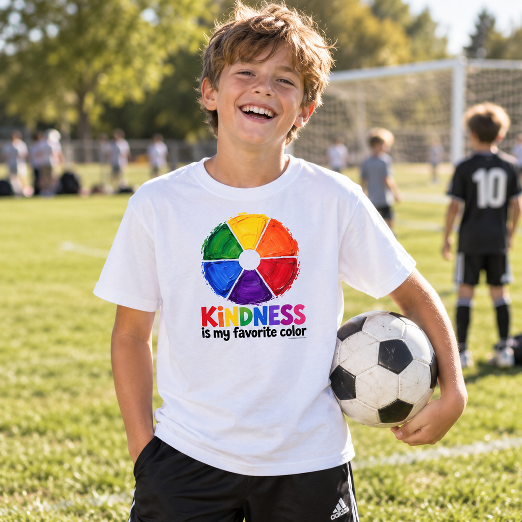 Kindness Is My Favorite Color Youth Tee | Color Wheel Art Shirt