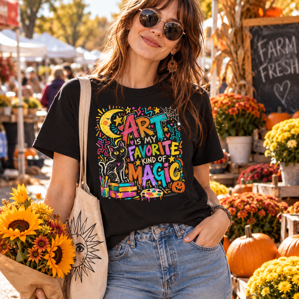Art Is My Favorite Kind of Magic |  Colorful Halloween Adult Art T-Shirt for Artists & Art Teachers
