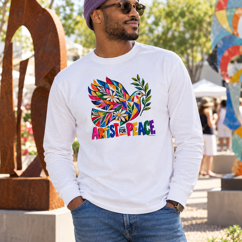 Artist for Peace | Colorful Peace Dove Heavyweight Long Sleeve T-Shirt | Unisex Artist Tee