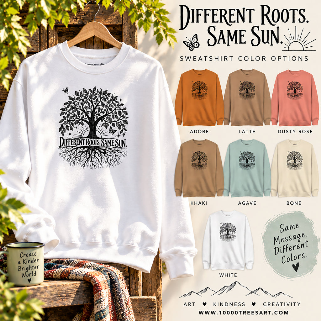 Different Roots, Same Sun | Kindness & Inclusion Unisex Premium Sweatshirt 'Tree of Life'