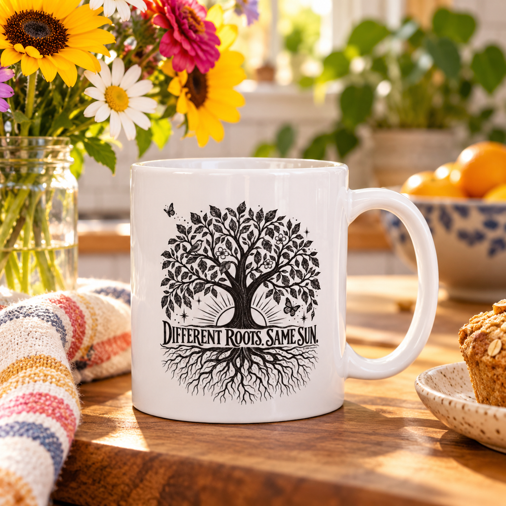 Different Roots, Same Sun | Kindness & Inclusion Tree of Life Coffee Mug