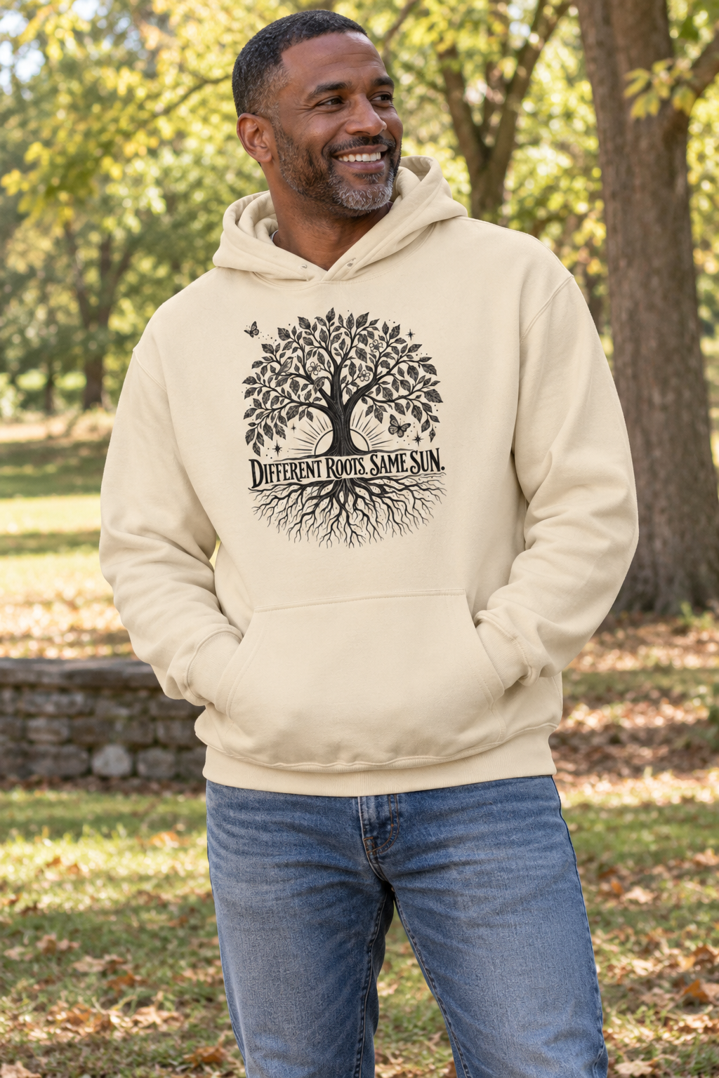 Different Roots, Same Sun | Kindness & Inclusion Unisex Heavyweight Box Hoodie 'Tree of Life'