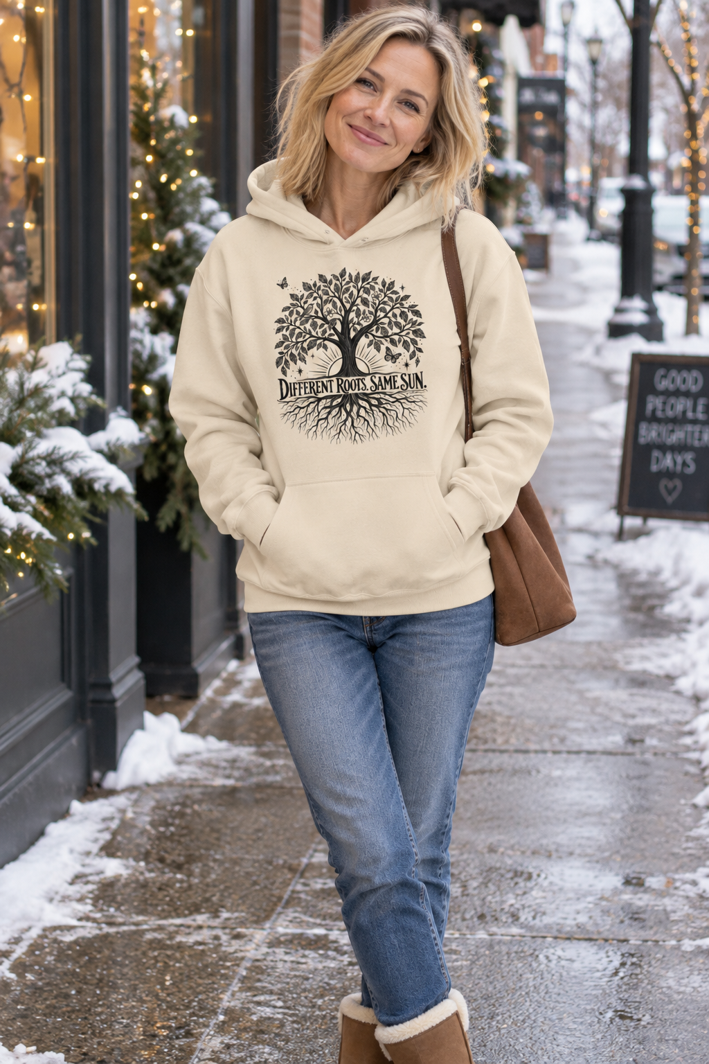 Different Roots, Same Sun | Kindness & Inclusion Unisex Heavyweight Box Hoodie 'Tree of Life'