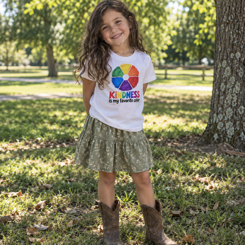 Kindness Is My Favorite Color Toddler T-Shirt | Color Wheel Art Tee for Little Artists