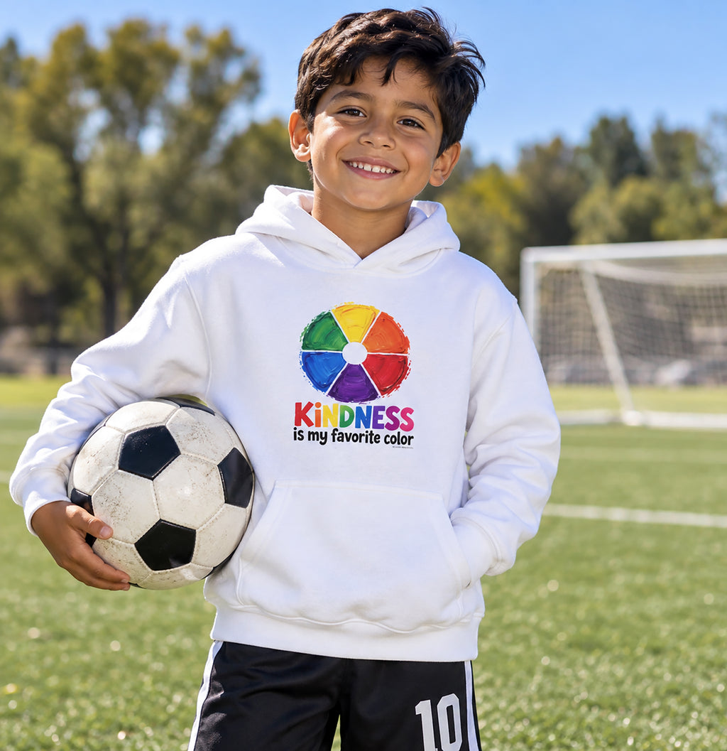 Kindness Is My Favorite Color Youth Hoodie | Color Wheel Art Hoodie for Kids