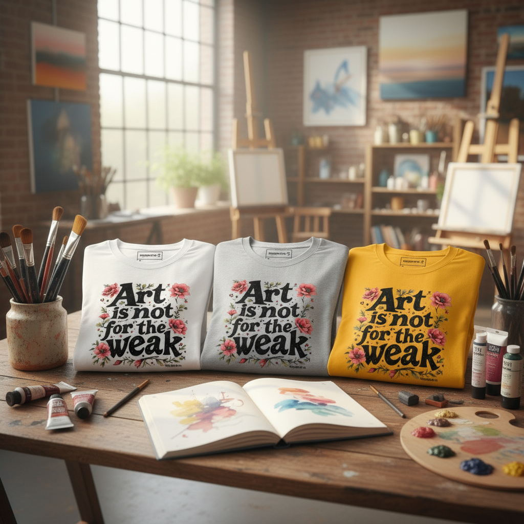 Art is Not for the Weak table display with art supplies