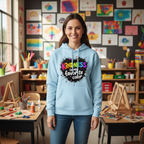 Art teacher wearing Kindness is my Favorite Color hoodie