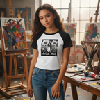 Artist Soul Women's Micro Rib Raglan Baby Tee Fashion Shot - Painting Studio