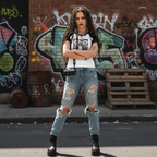 Artist Soul Women's Micro Rib Raglan Baby Tee Fashion Shot - Punk Photographer NYC