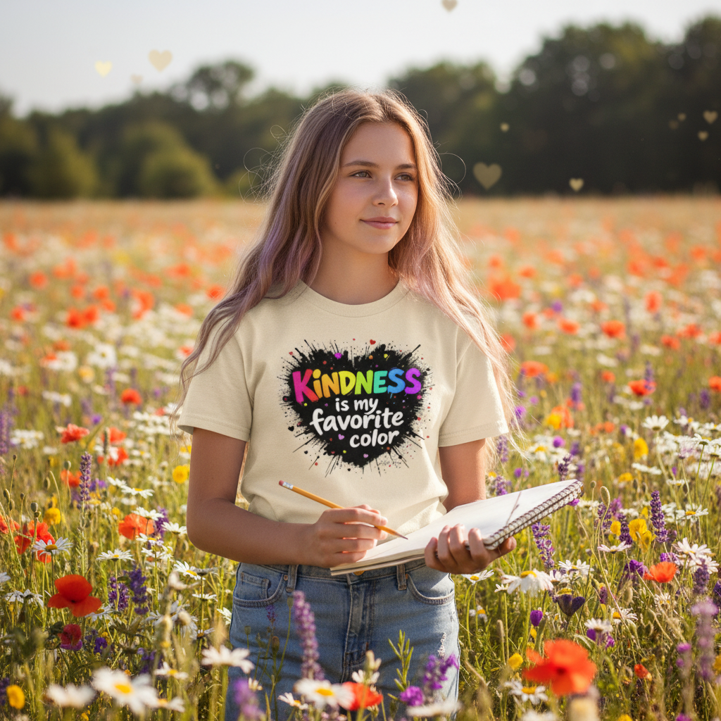 Artistic Teen in Kindness Tee - Natural