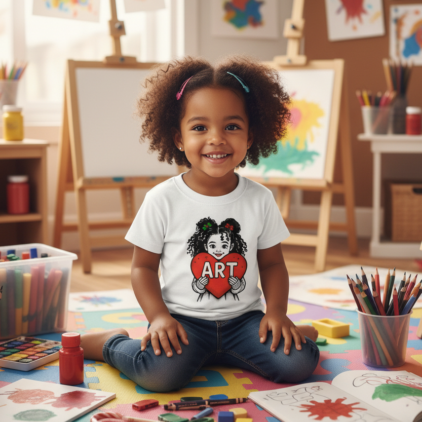 Holiday Artist Baby Tee - Little Girl in Art Studio