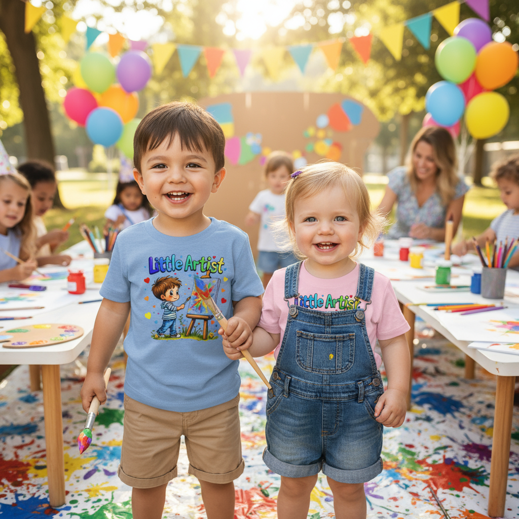 Little Artist T-shirt Art Birthday Party Scene