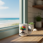 Make Your Art mug in sunny kitchen window with beach view