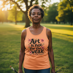 Older Black woman artist wearing Melon tank in sunny park