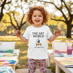 Toddler Girl in White Art Tee Outdoor Fingerpaint